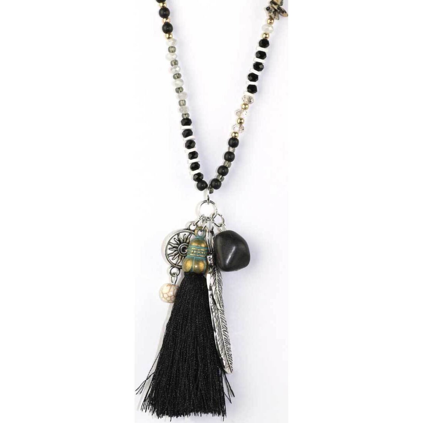 Necklace Feather Tassel Black