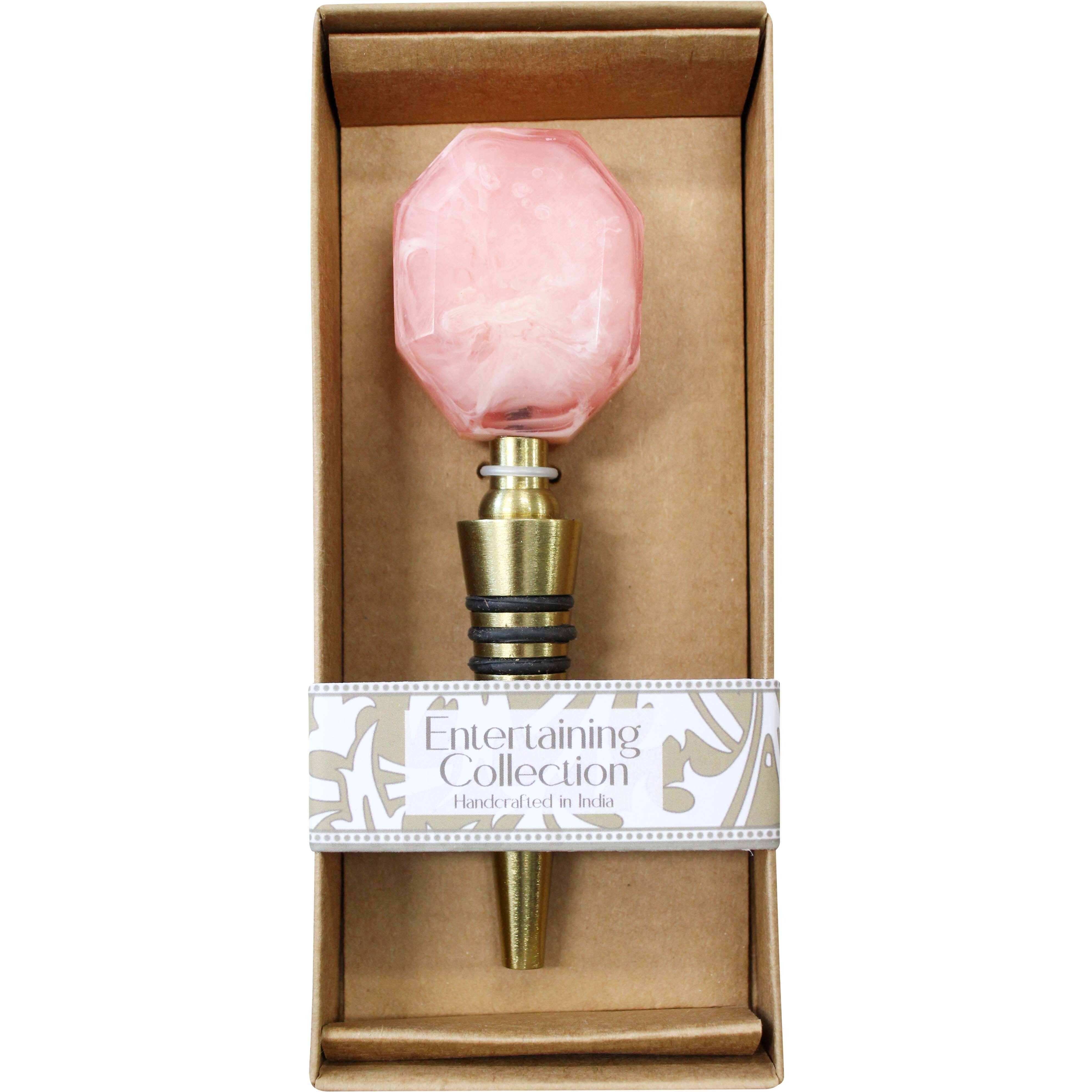 Bottle Stopper Pink Marbleised