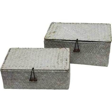 Woven Box Large Whitewash S/2