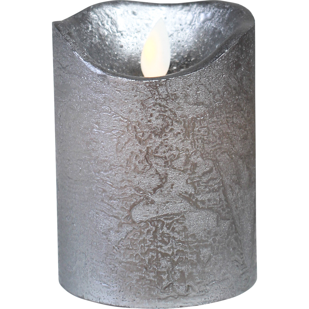 Battery Candle Silver Med