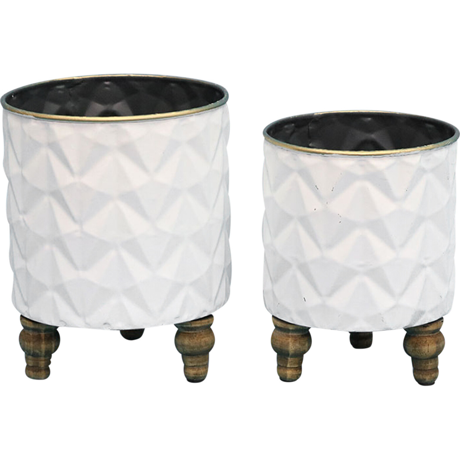 Planter White/Timber Feet S/2