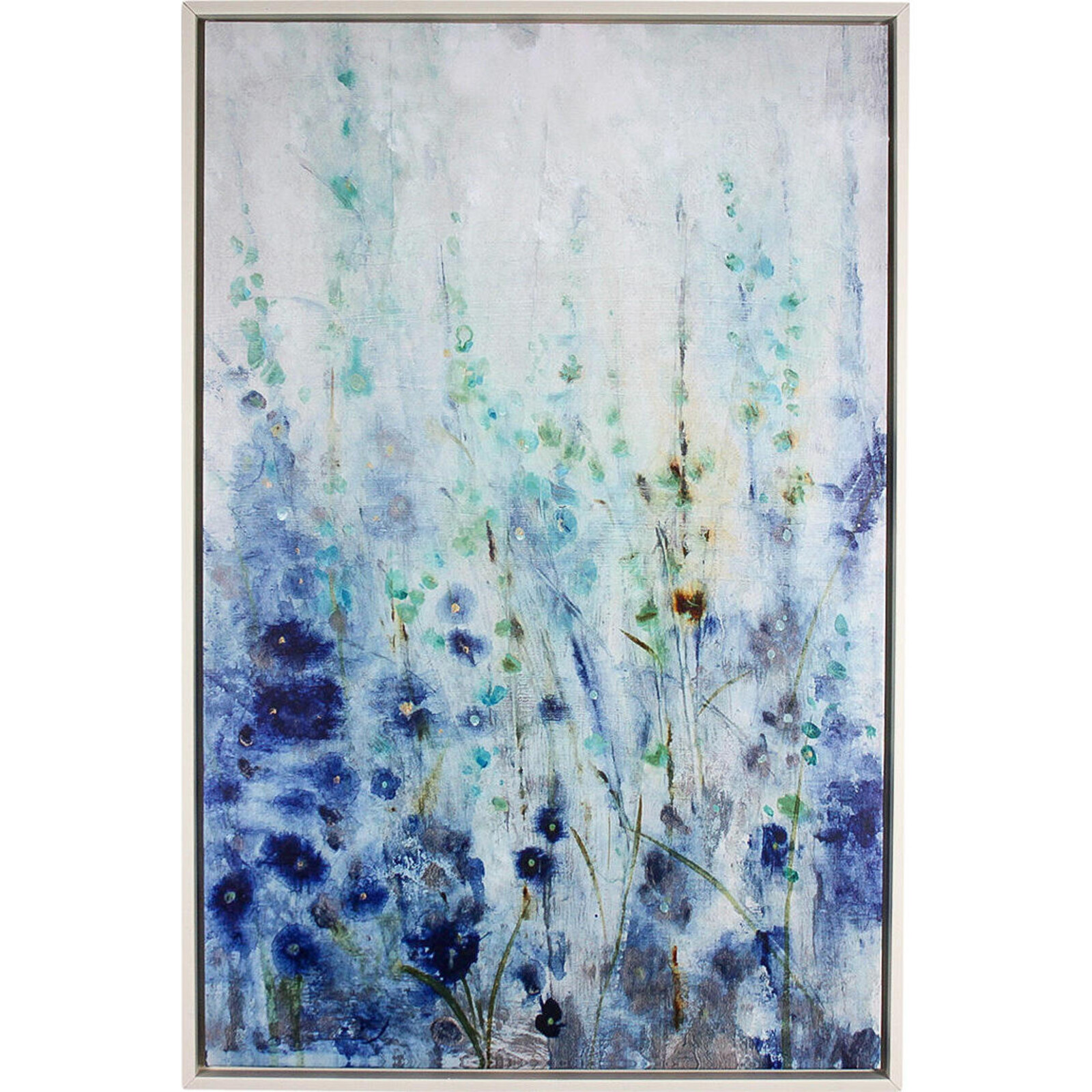 Framed Canvas Blue Flowers