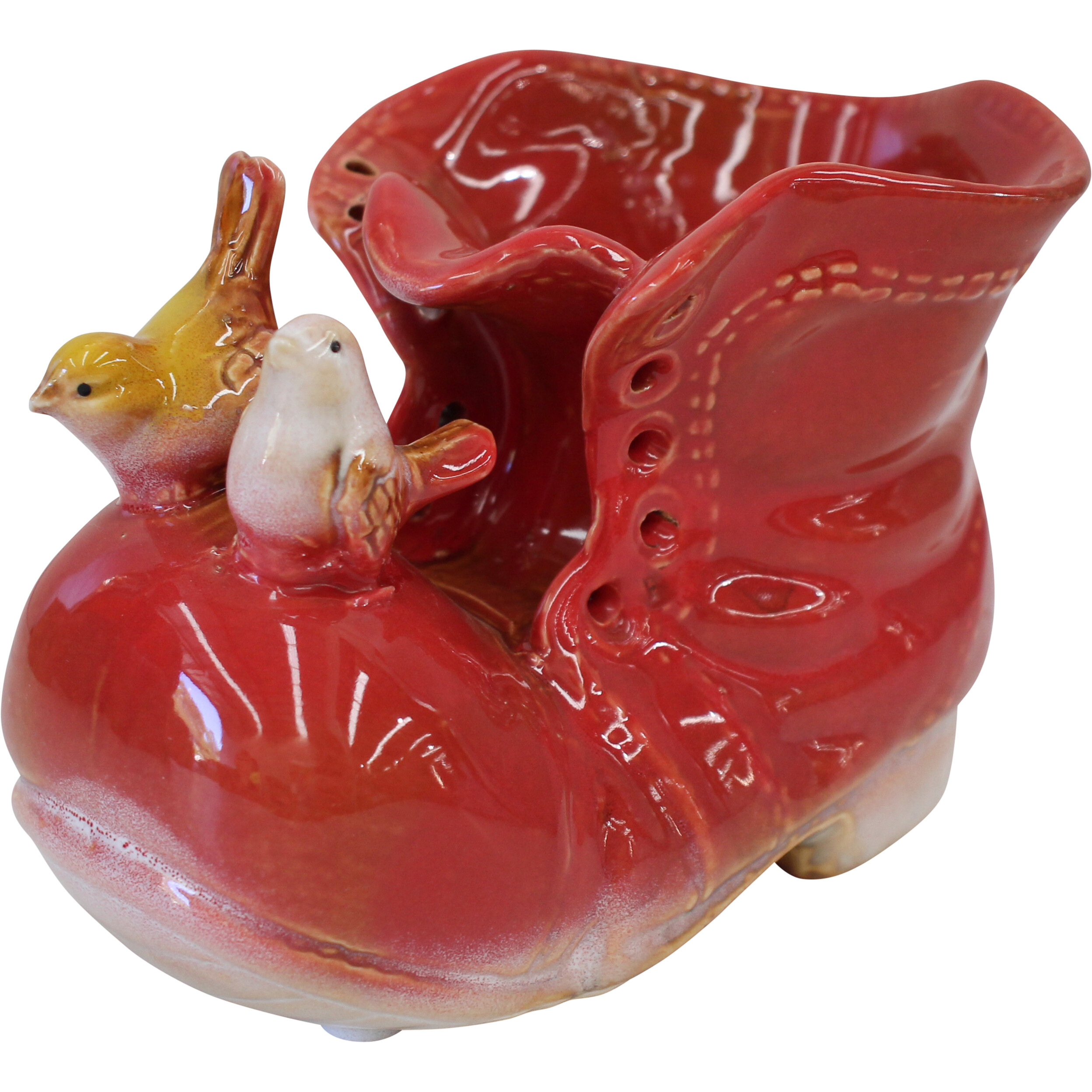 Planter Shoe W/ Birds Red