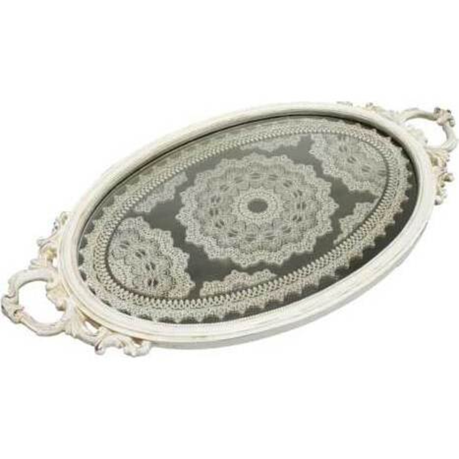 Ornate Tray with Etched Mirror