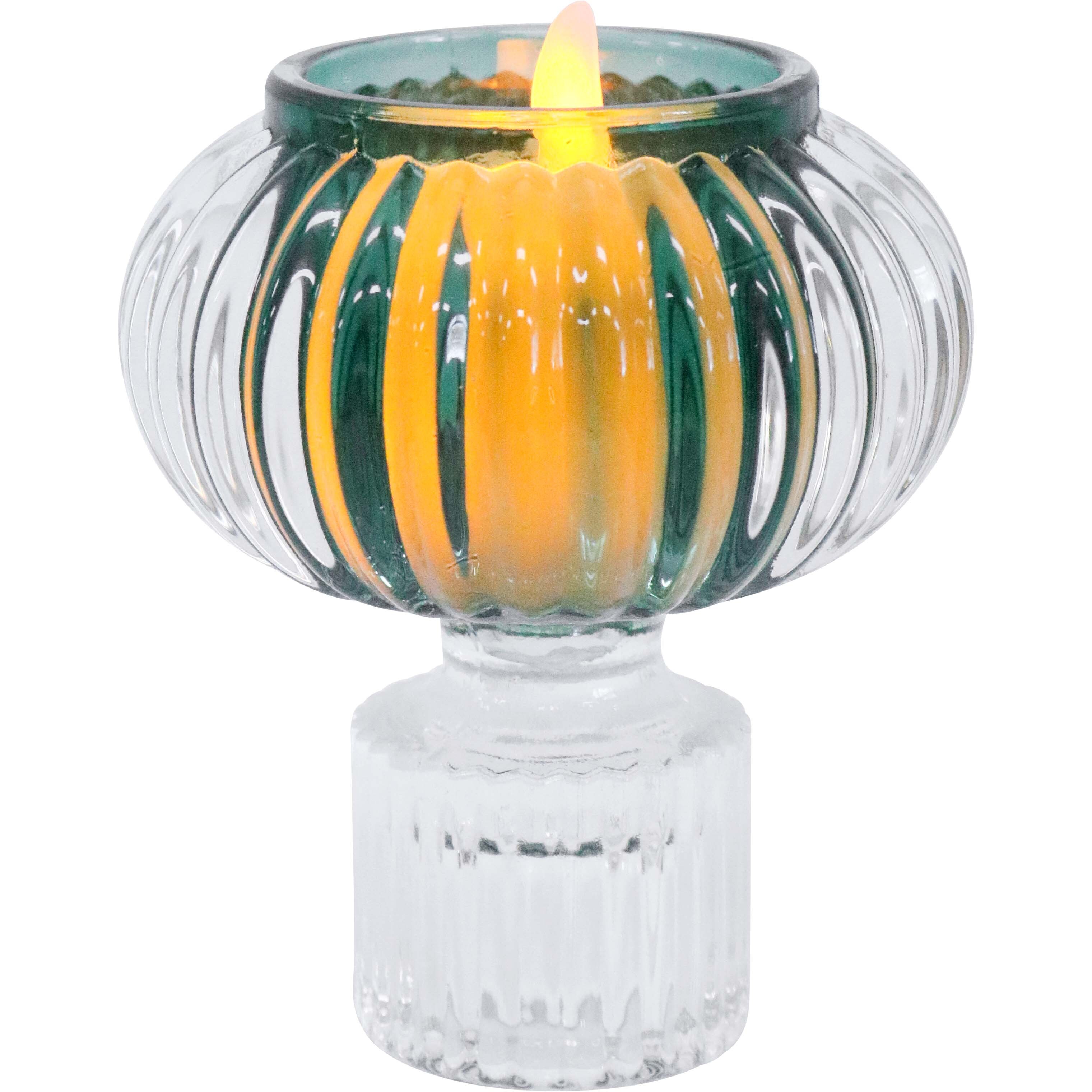 Double Sided Stackable Candle Holder Emerald/Clear