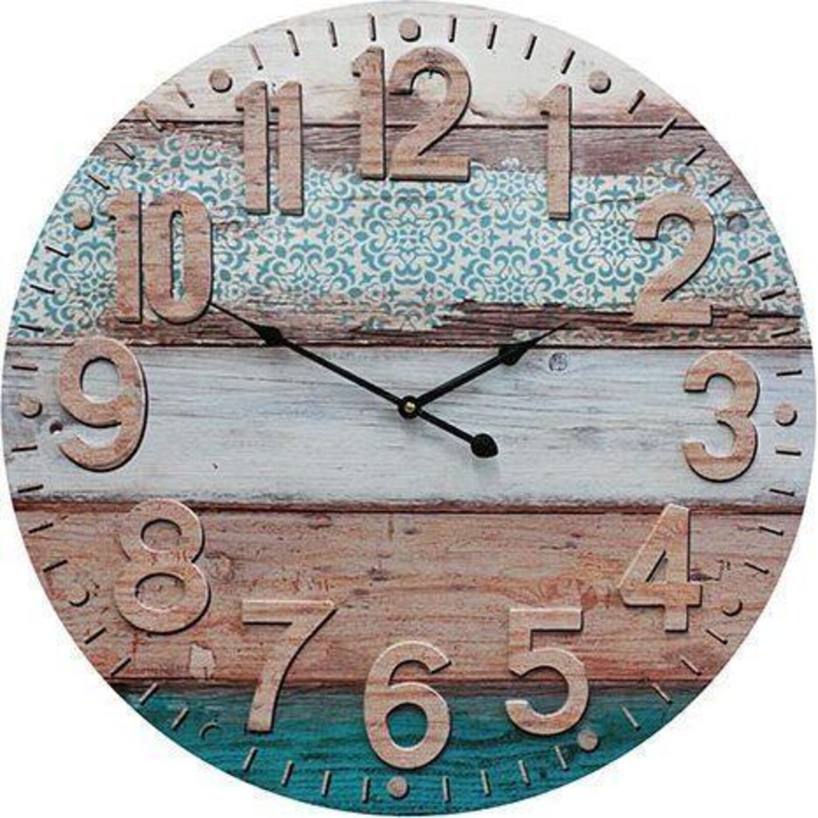 Clock Mixed Media Blue 58cm