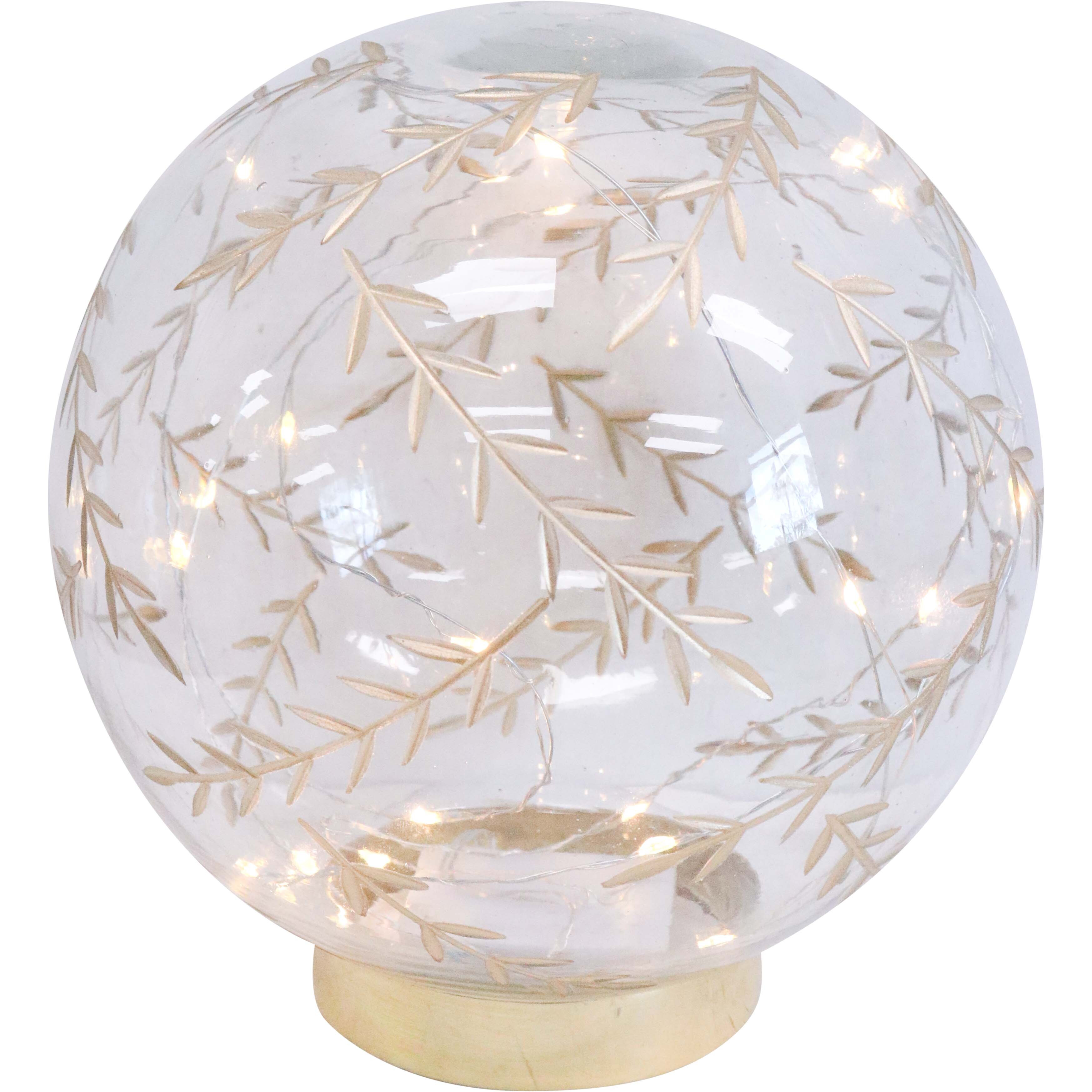 LED Glass Leaf Ball Med