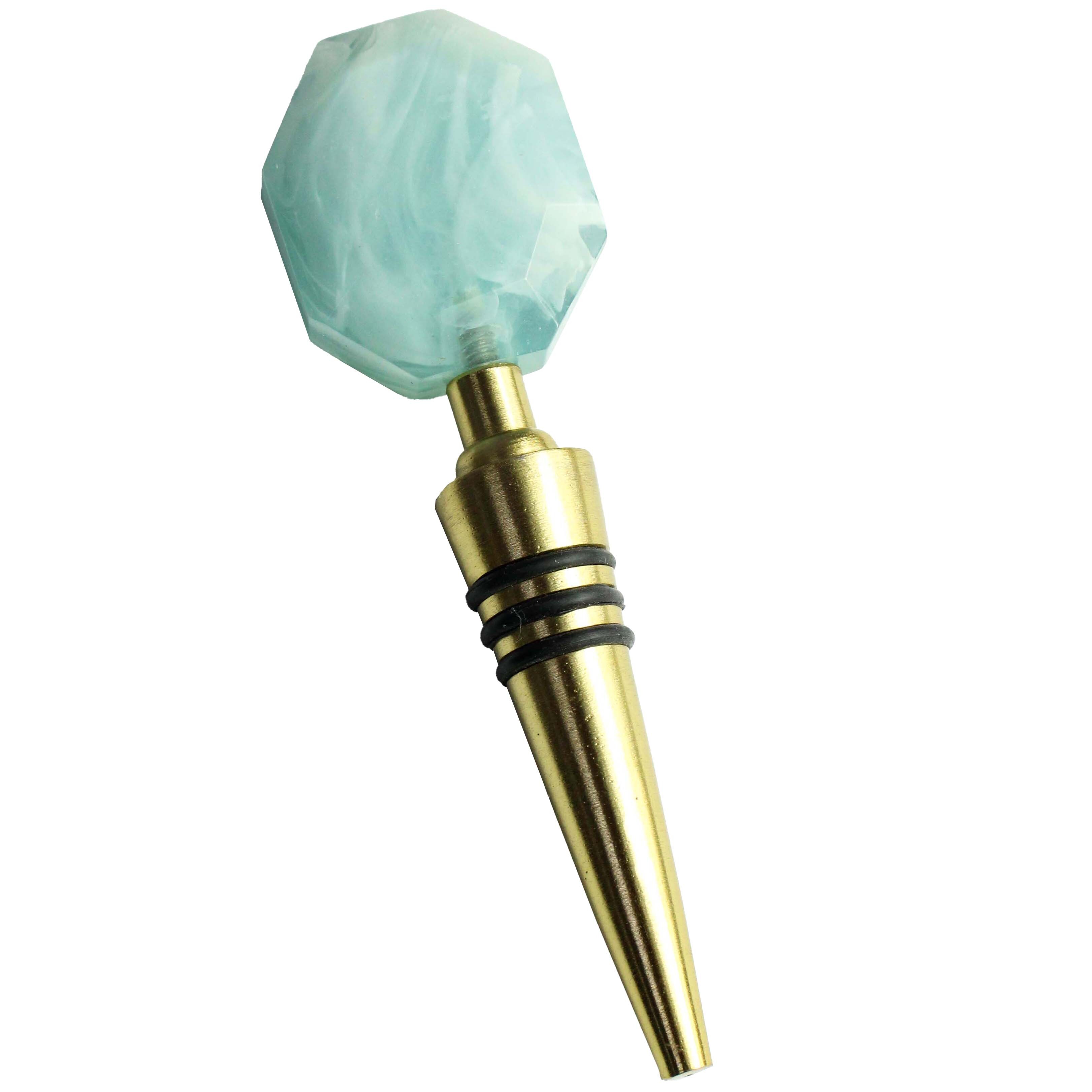 Bottle Stopper Blue Marbleised