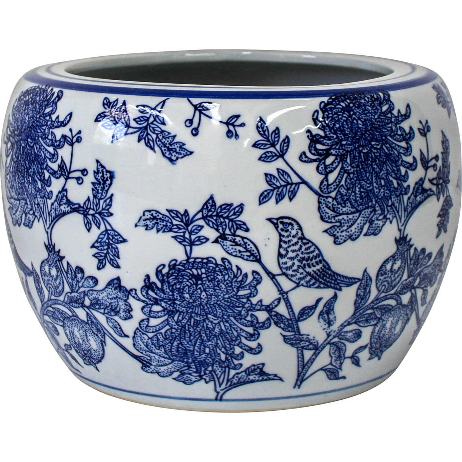 Pot Blue Bird/PomegranateLarge