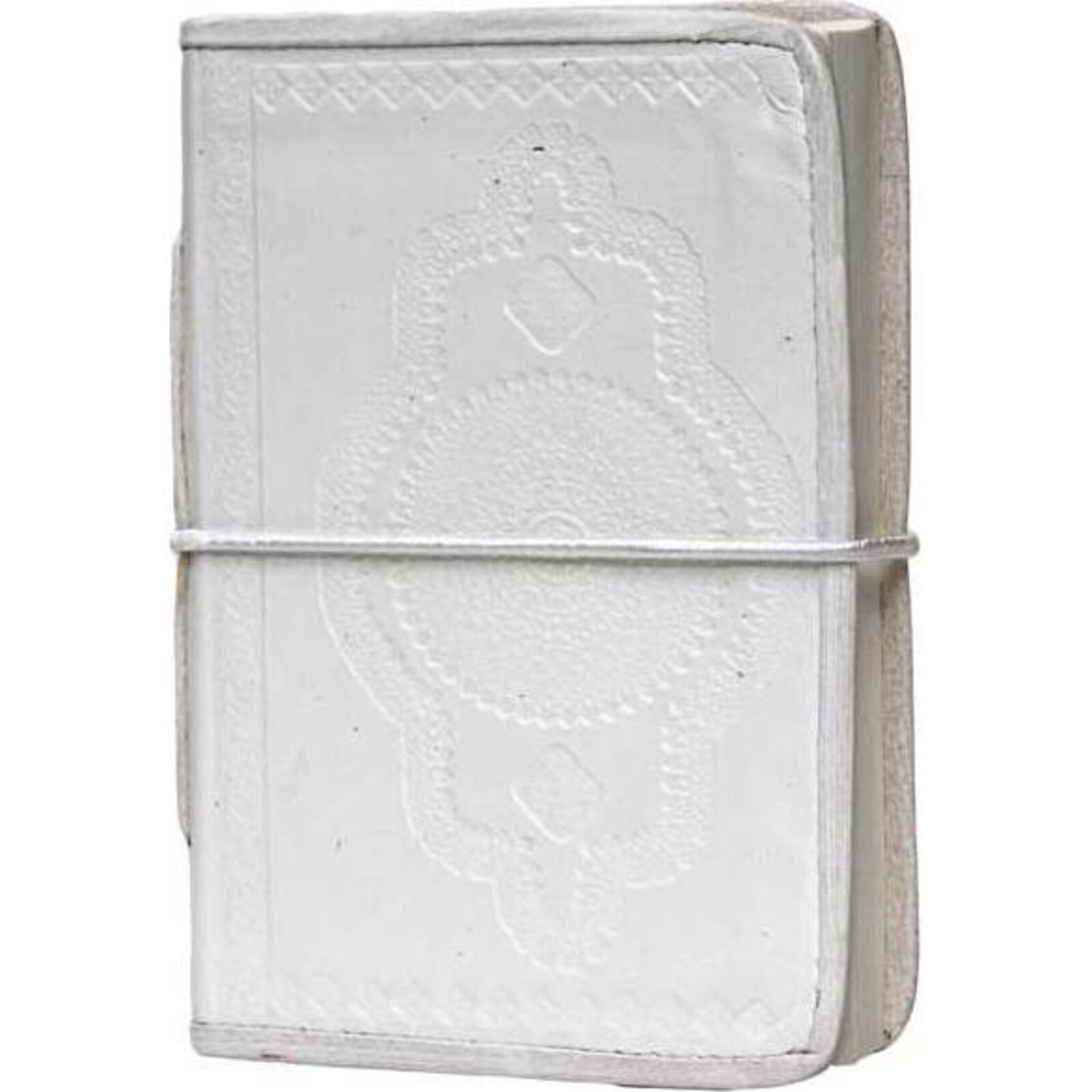 Leather Notebook - Embossed White Small