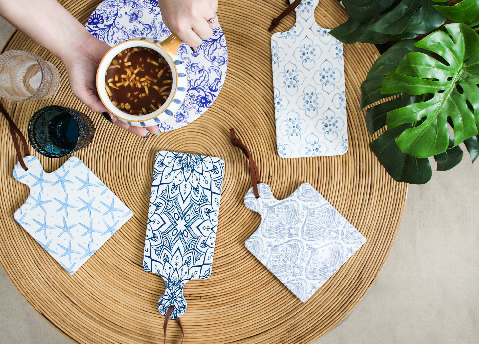 Placemat/ Trivet Blue Floral