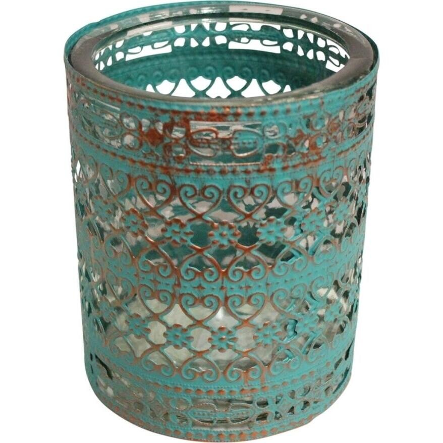 Candle Holder Teal Lrg