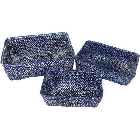 Woven Baskets Bluewash S/3