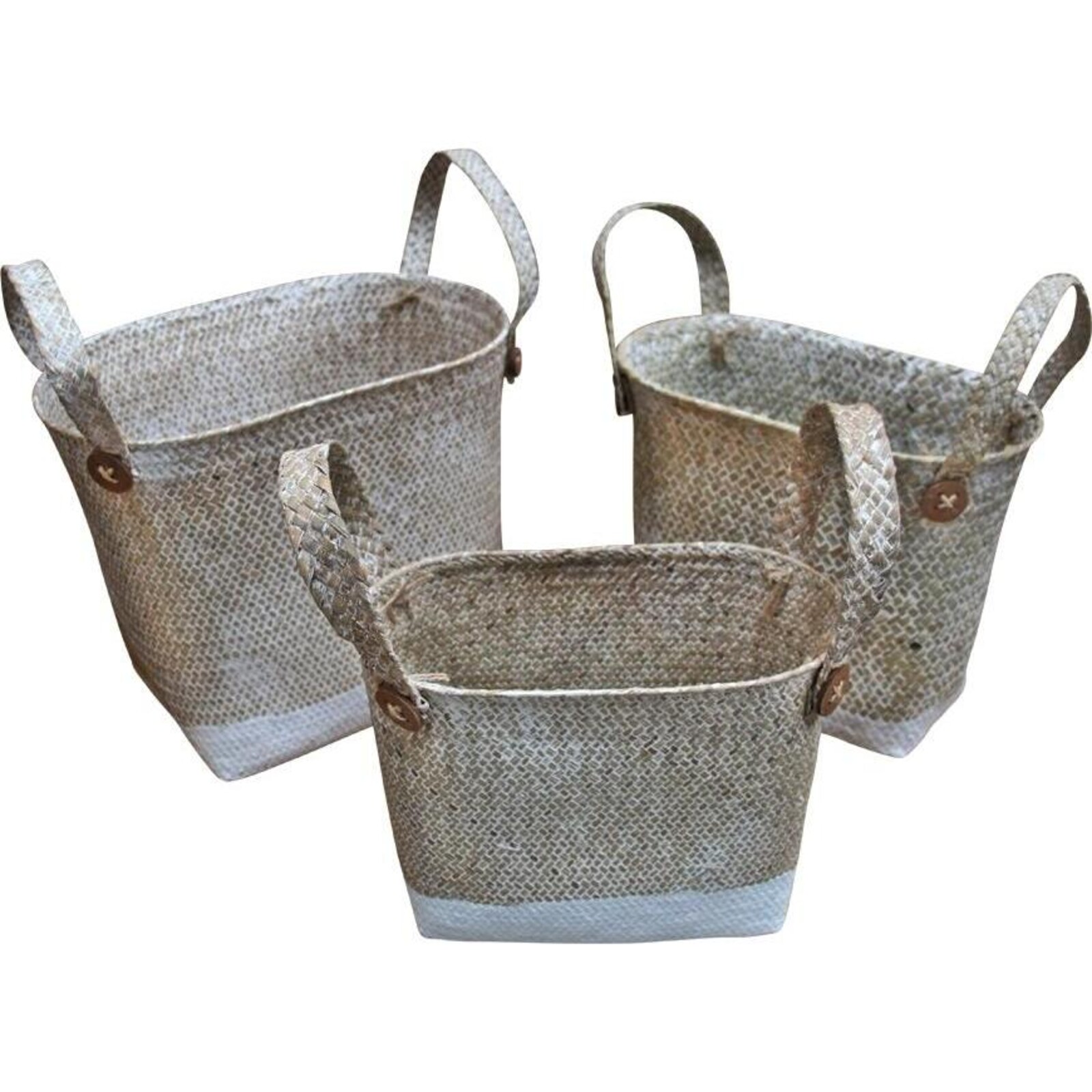 Woven Button Dipped Basket Oval S/3