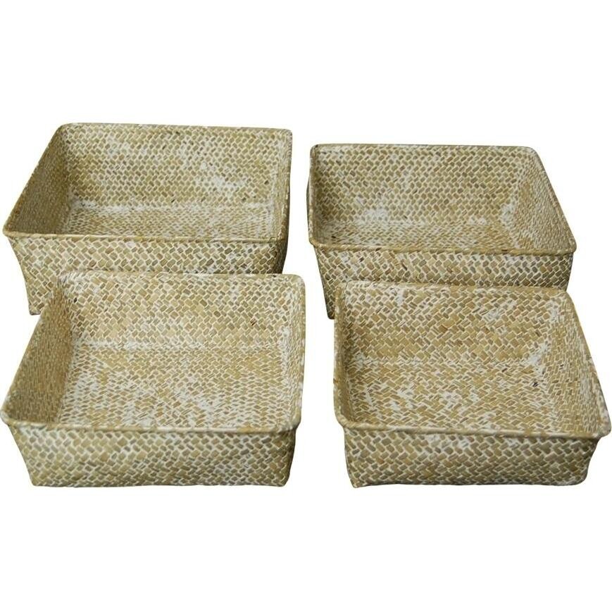 Woven Square Storage S/4 NatWash