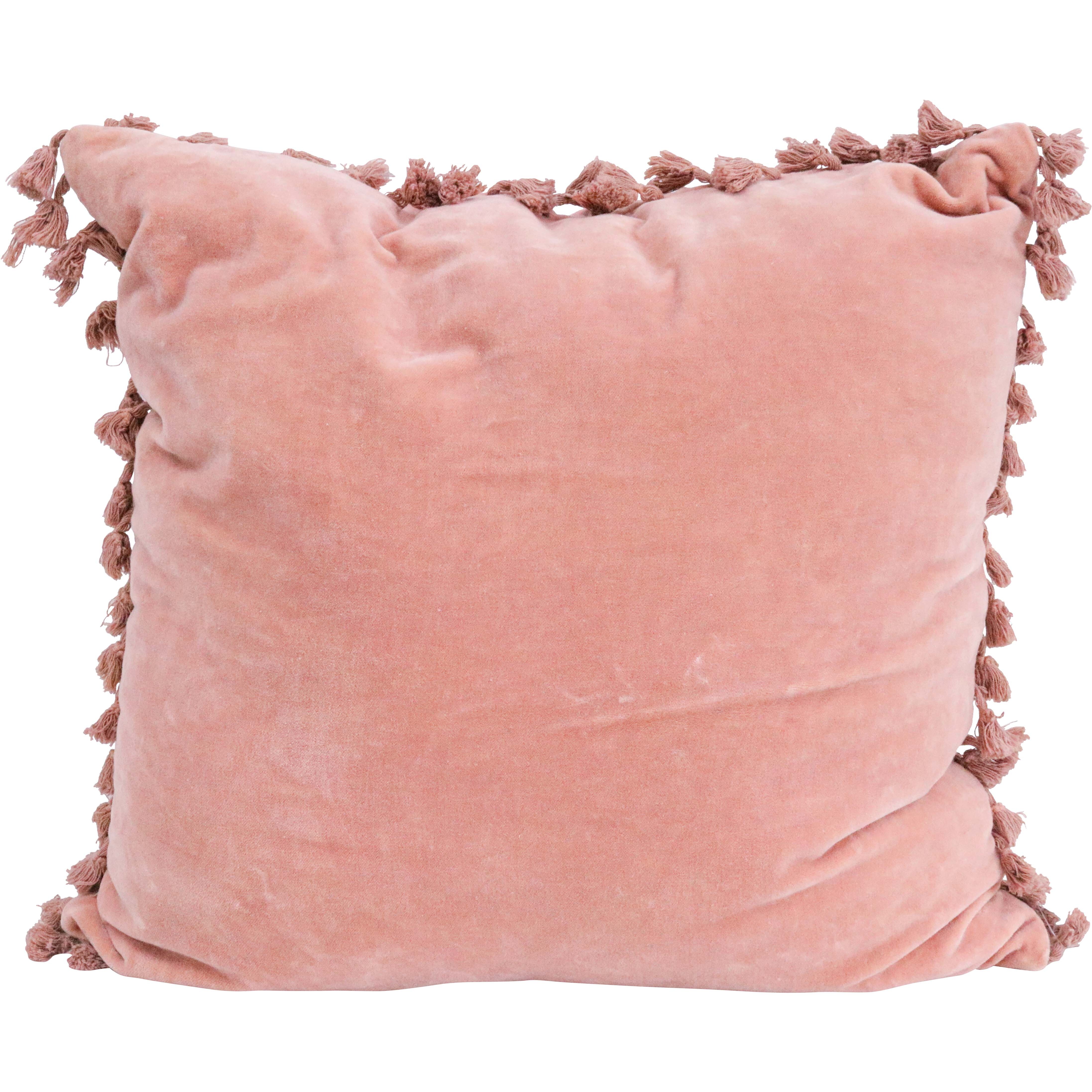 Cushion Velvet Tassels Blush