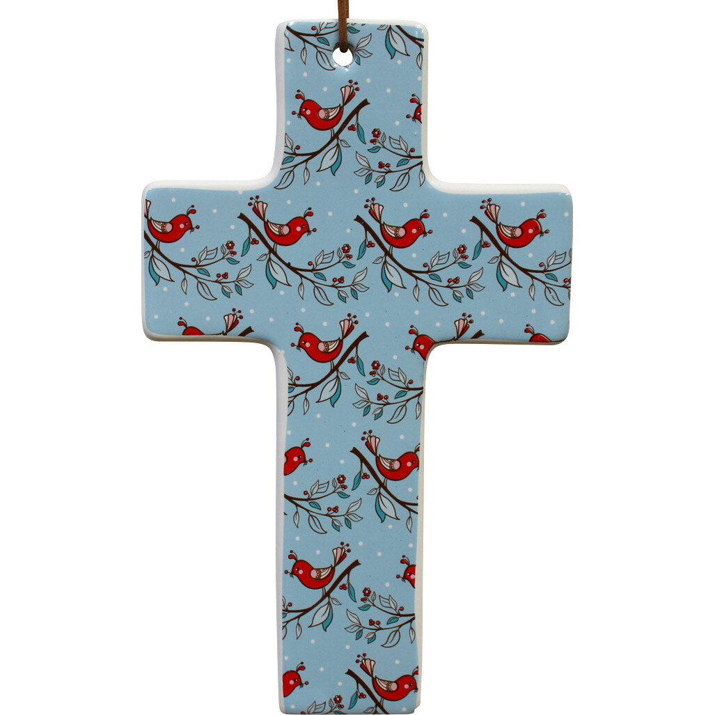 Cross Red Bird Xmas Lrg