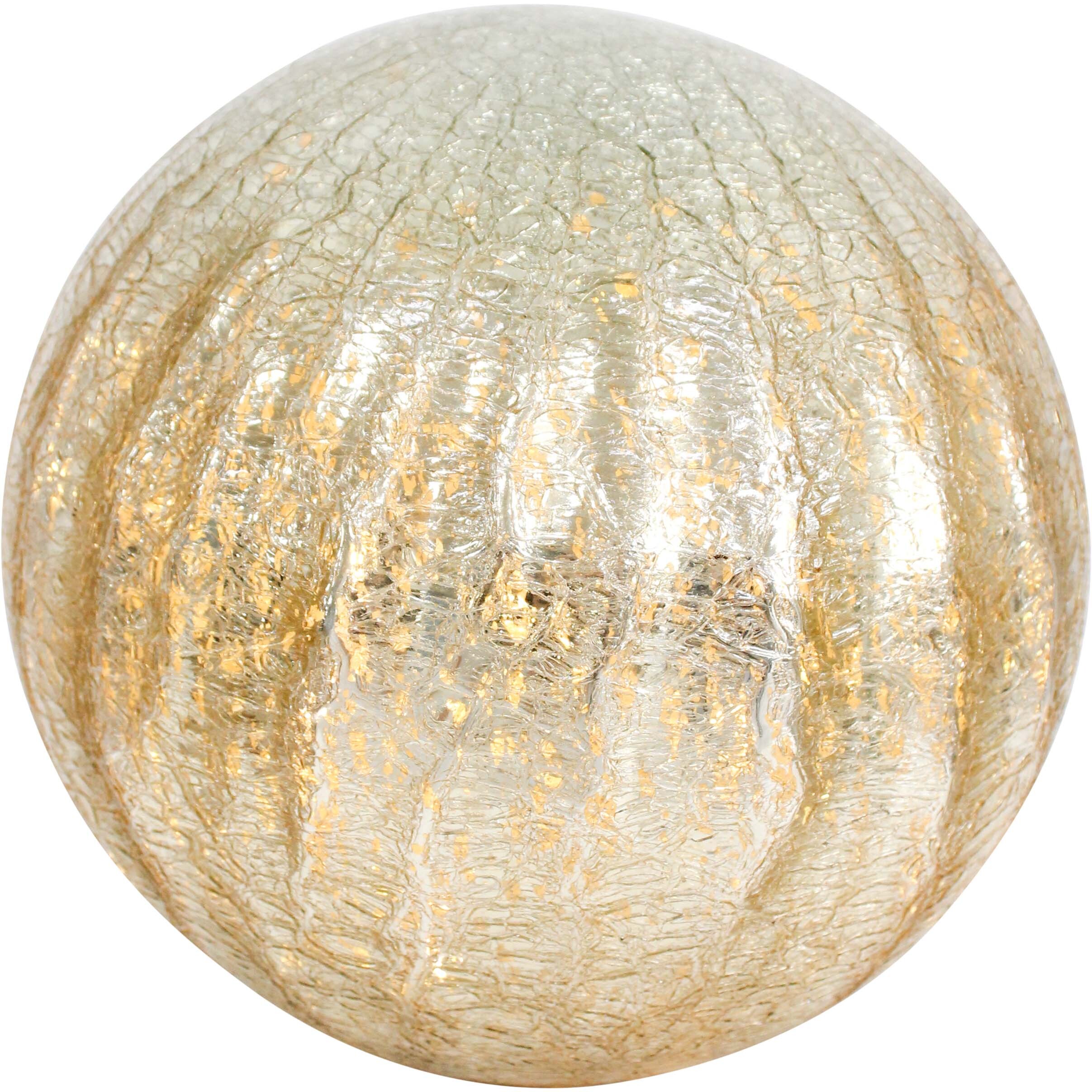 Glass Ball Nougat Crackled LED Lrg