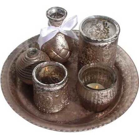 Tray with Bottles Deco Silver 