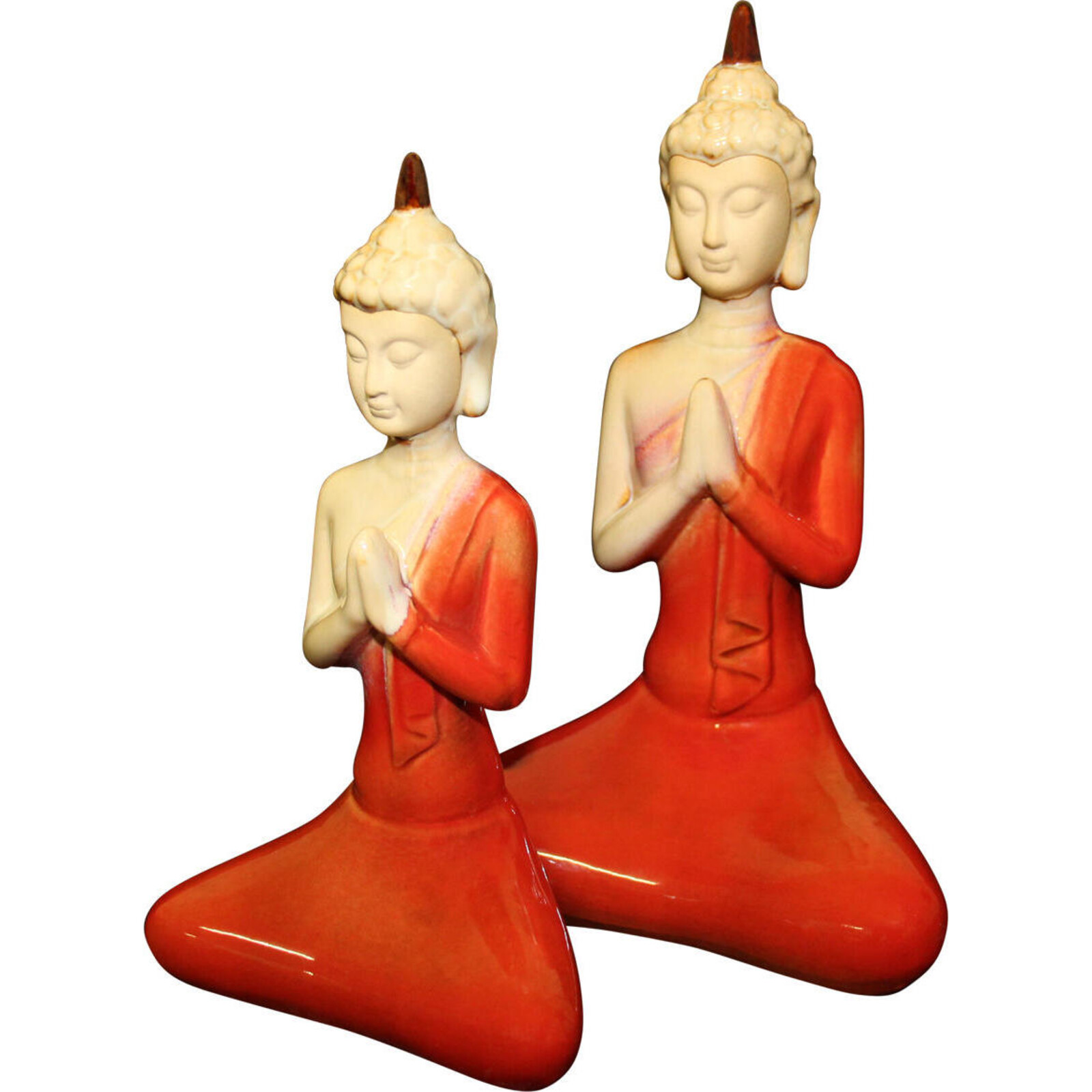 Ceramic Buddha Praying Red S/2