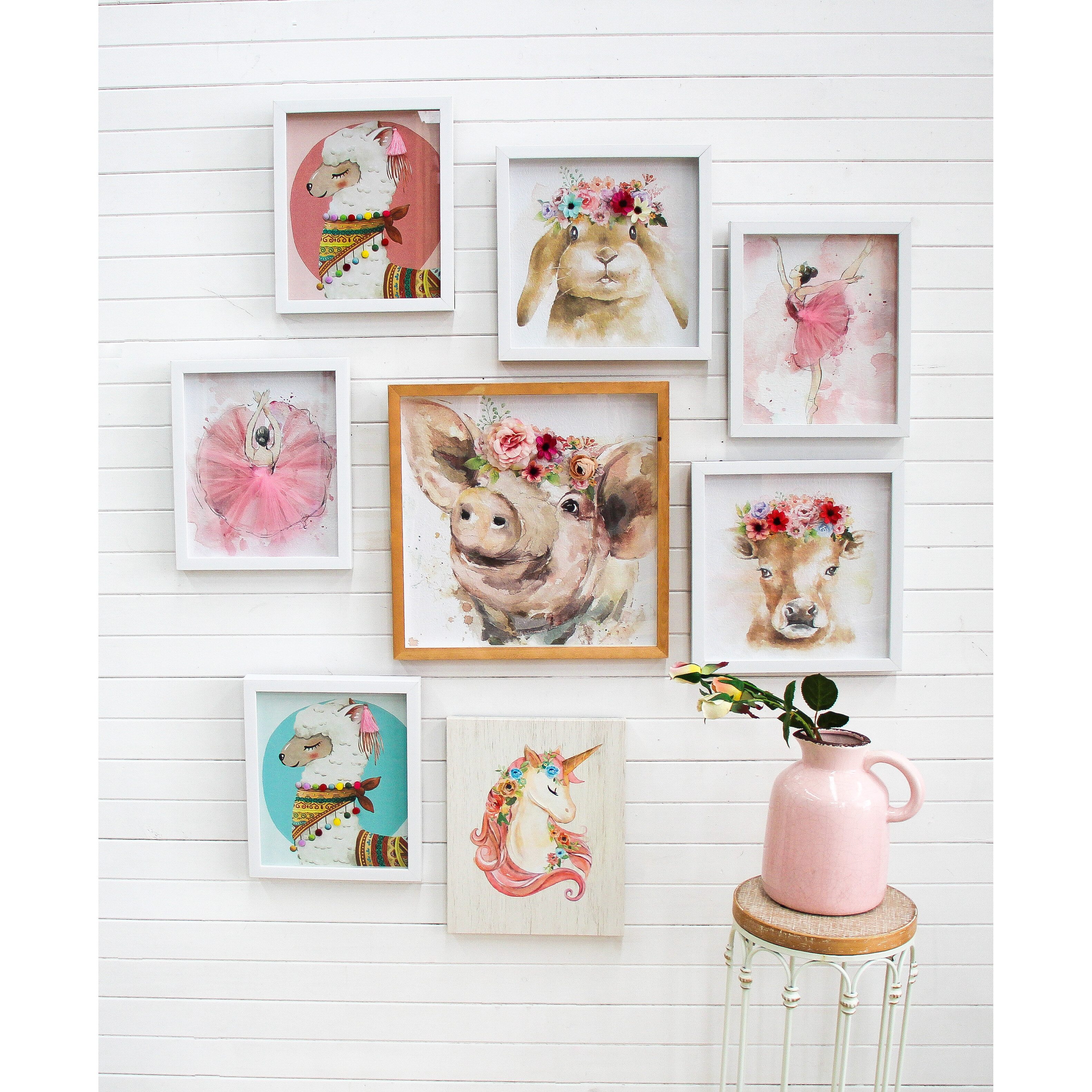 Framed Pig Floral