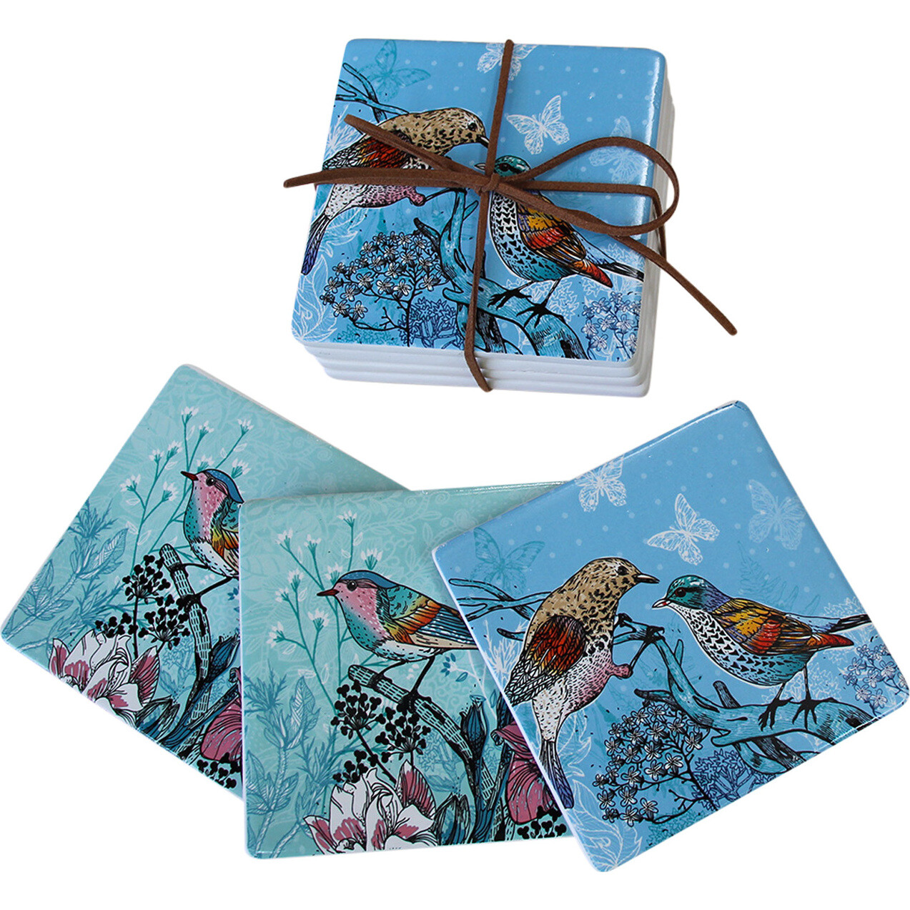 Coasters Bird Aqua