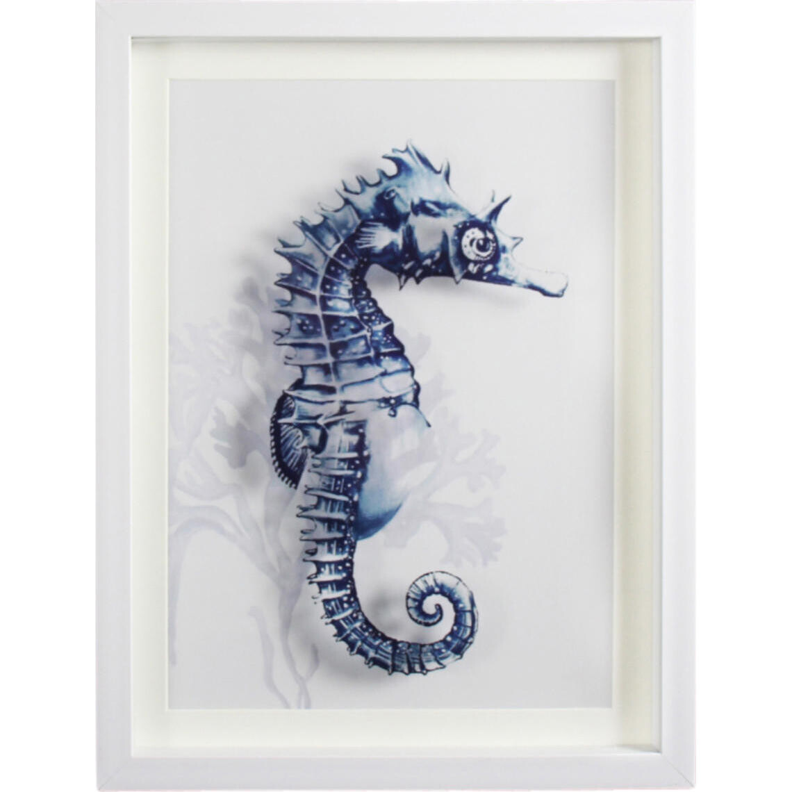 Framed Seahorse Navy