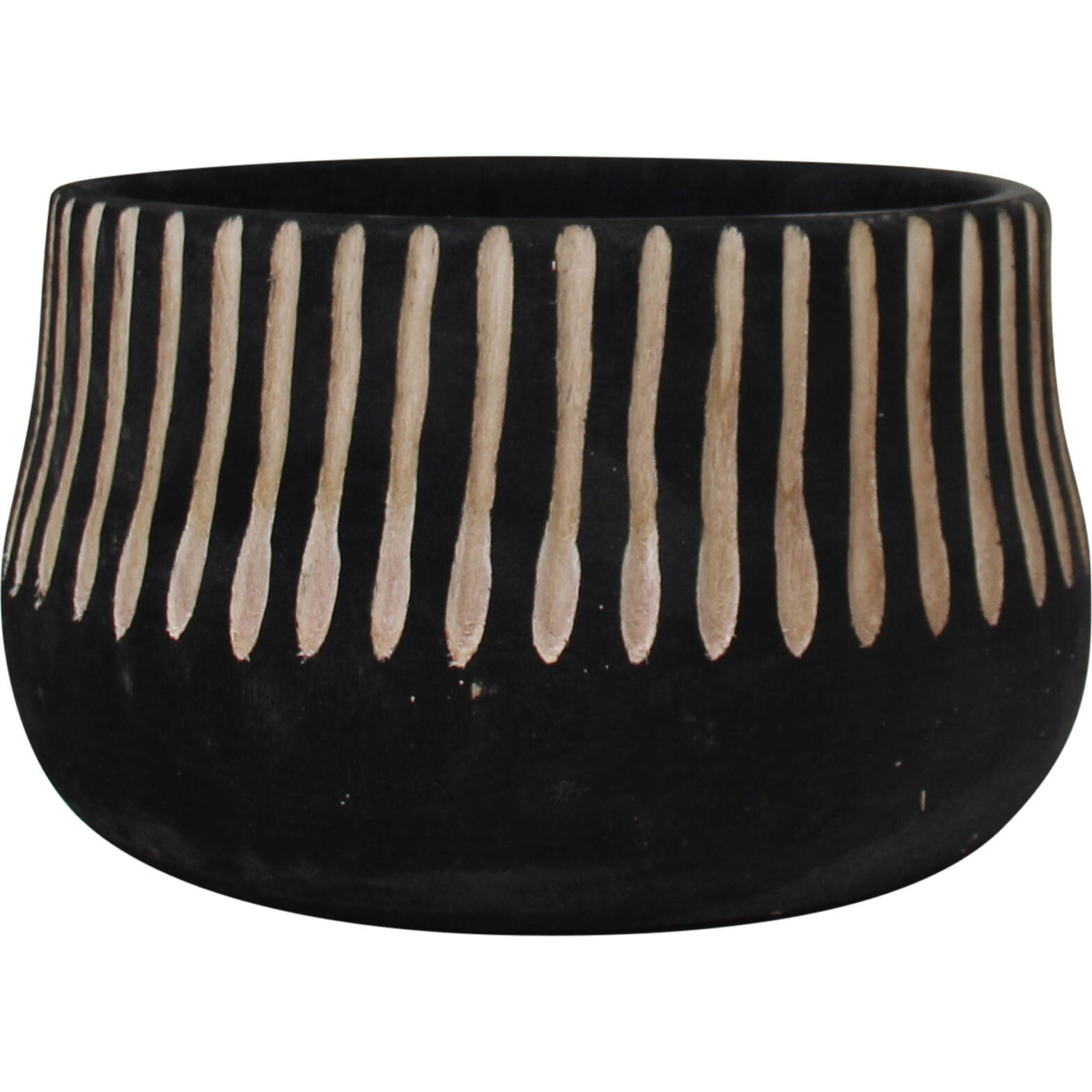 Wood Pot Black Stripe