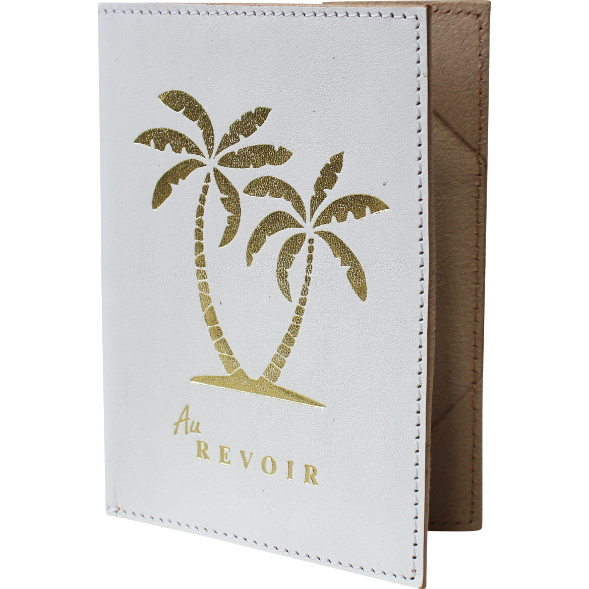 Leather Passport Holder White Au Revoir