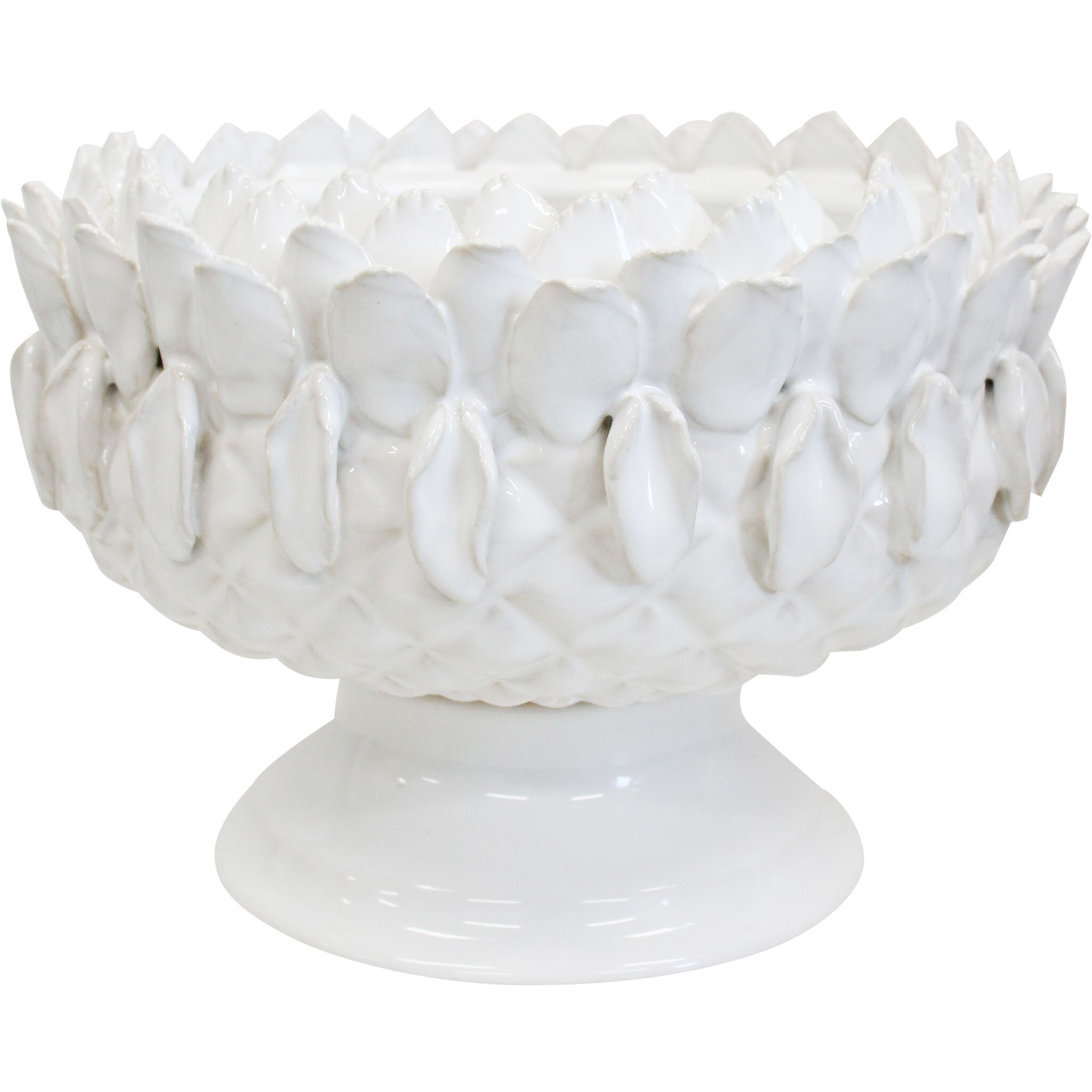 Pineapple Pedestal Bowl Ivory