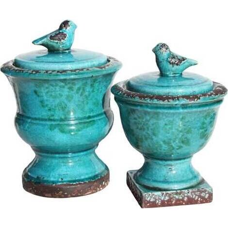 Urn Glaze Bird Lg