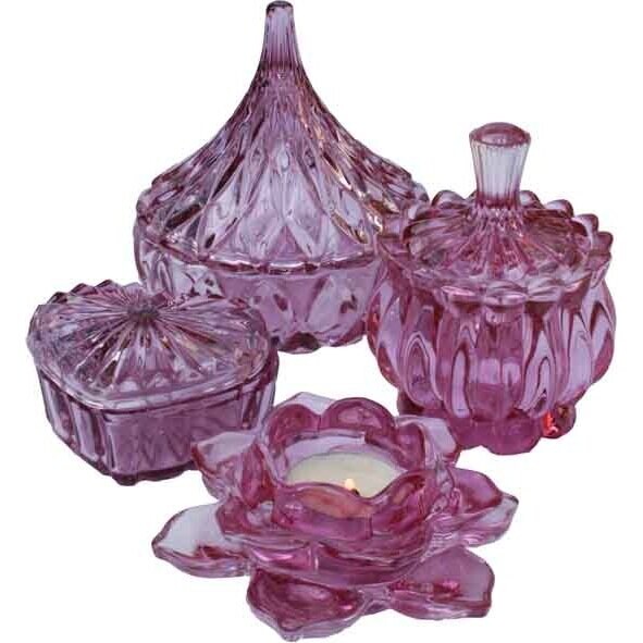 Glass Trinket Raspberry Pink