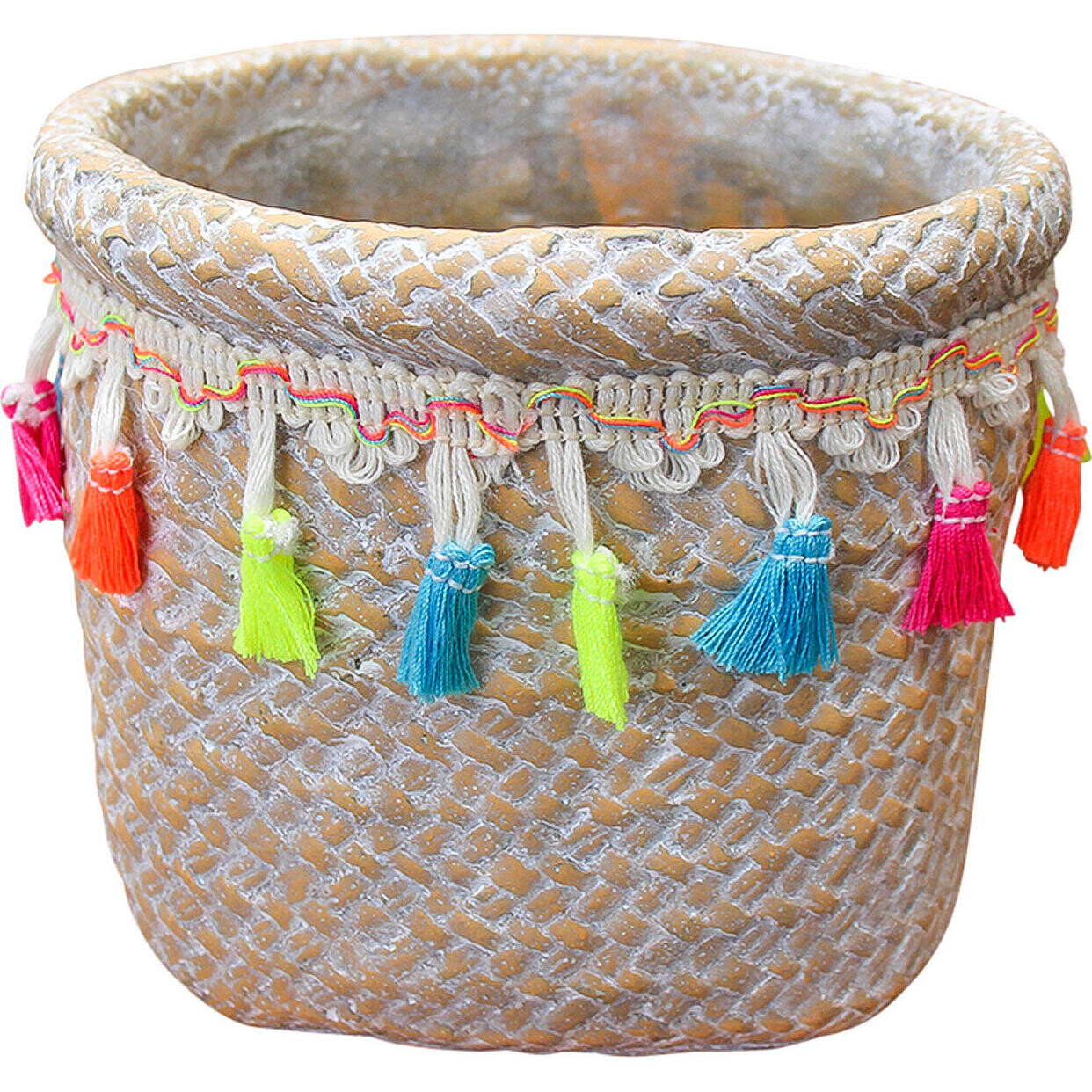 Pot with Tassels Lrg