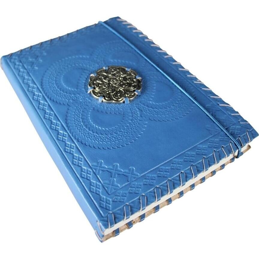 Blue leather N/Book Medallion