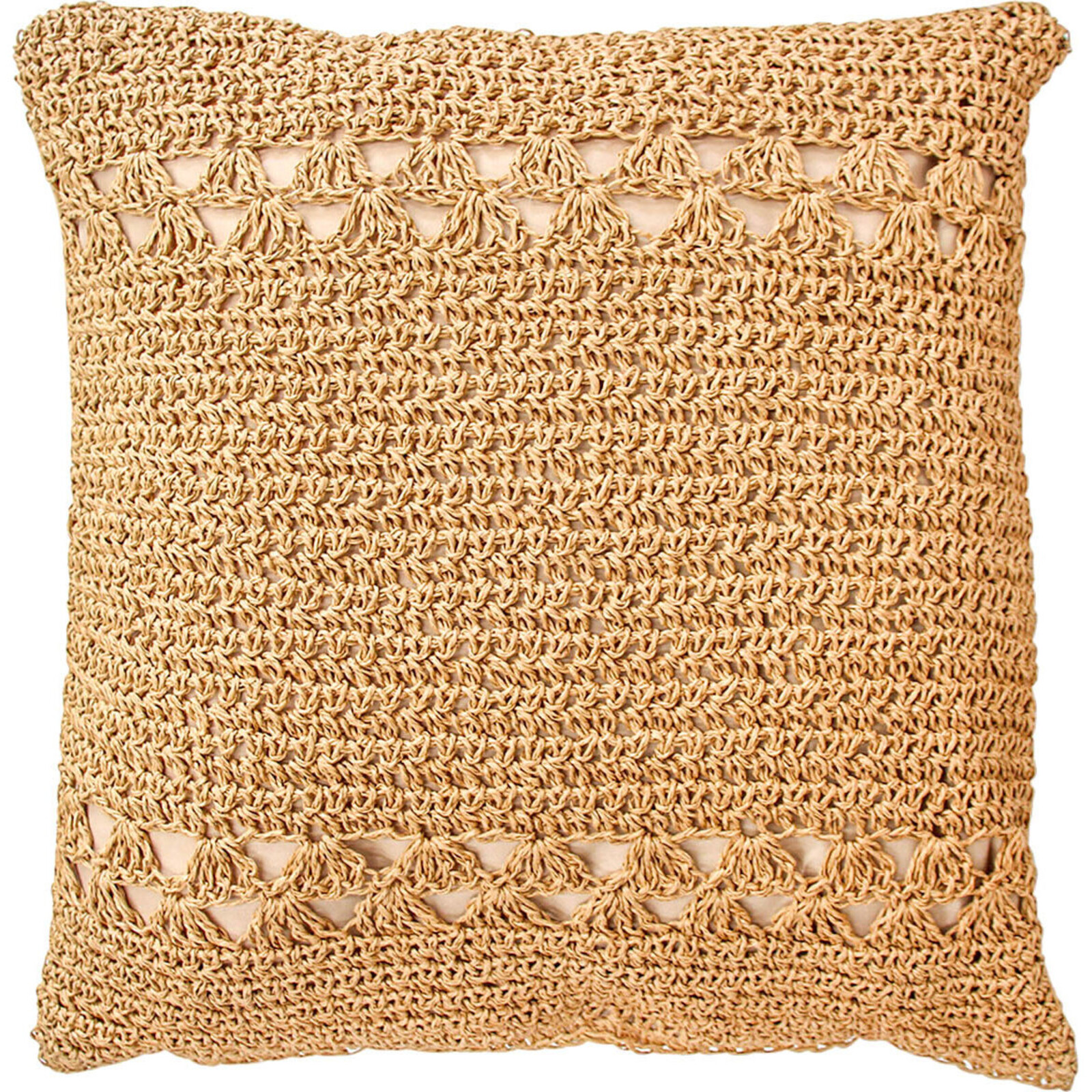 Woven Cushion Crotchet Natural