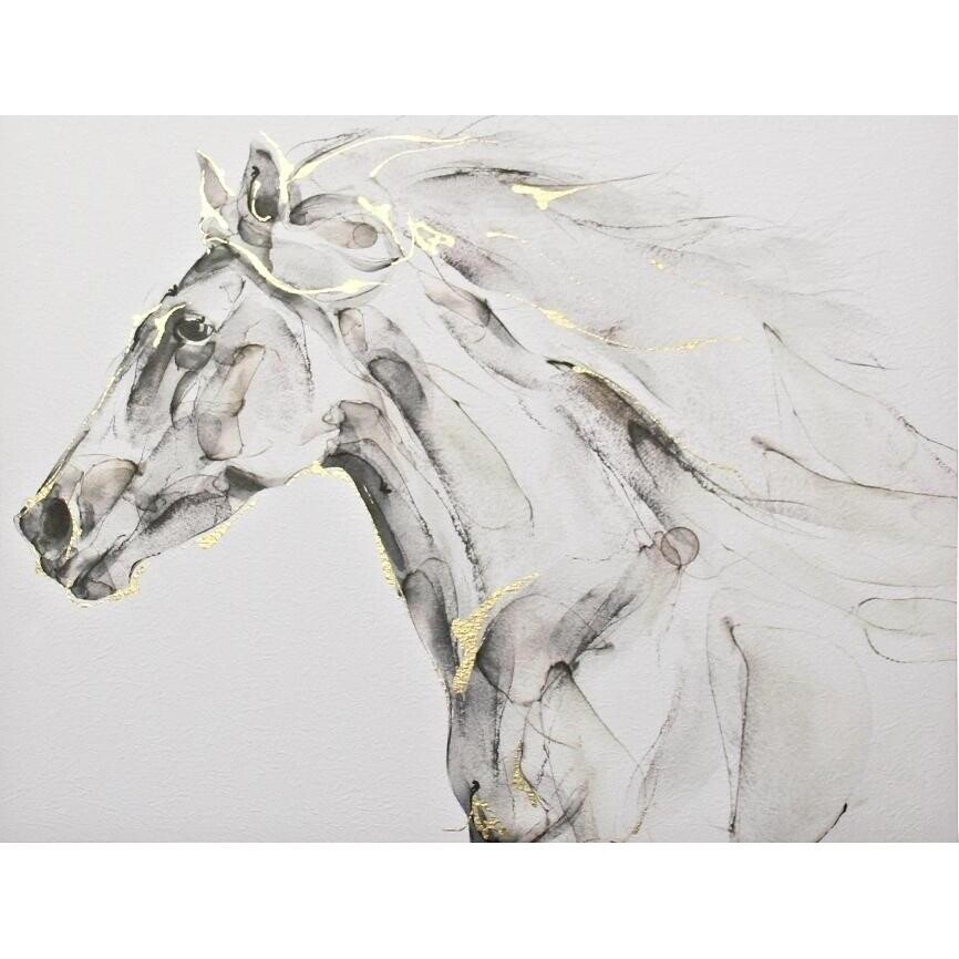 Parchment Print Gold Foil Horse