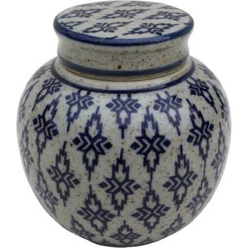 Lidded Jar Dual Blue Round