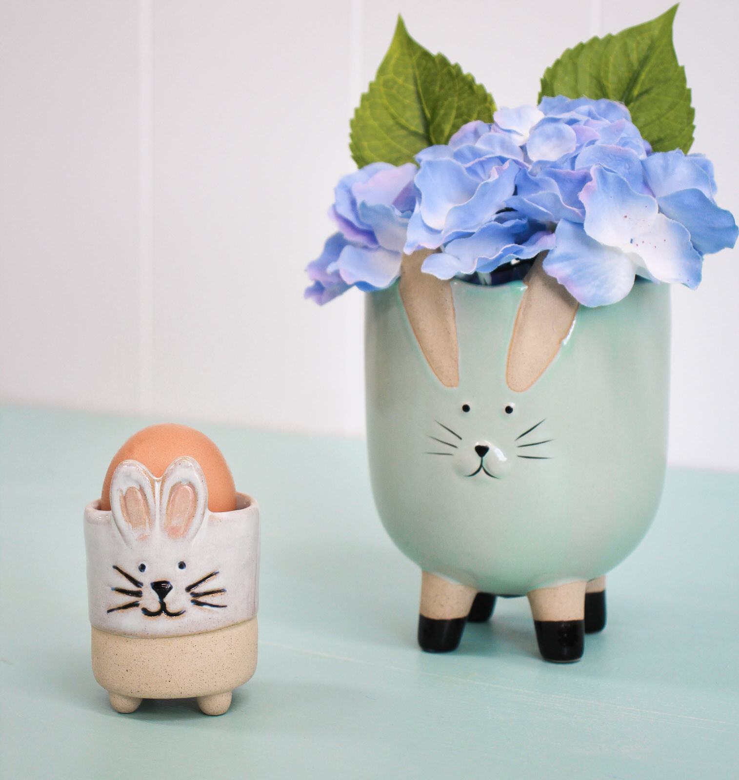 Planter Jingles Rabbit Aqua Lrg