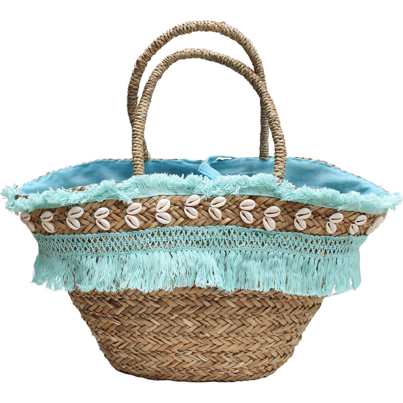 Market Bag Fringe Aqua