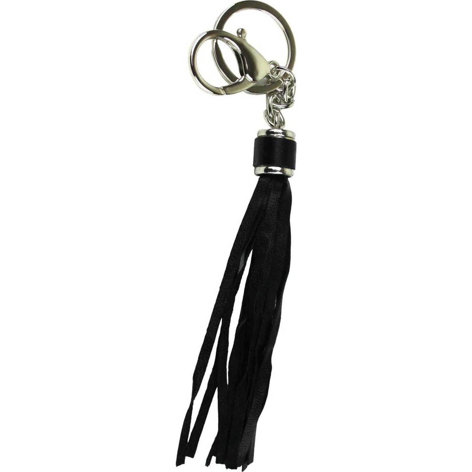 Leather Tassel Keychain Black