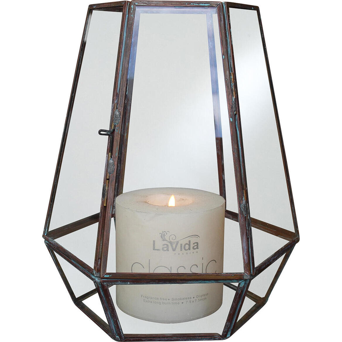 Lantern Glass Fino Antique Brass