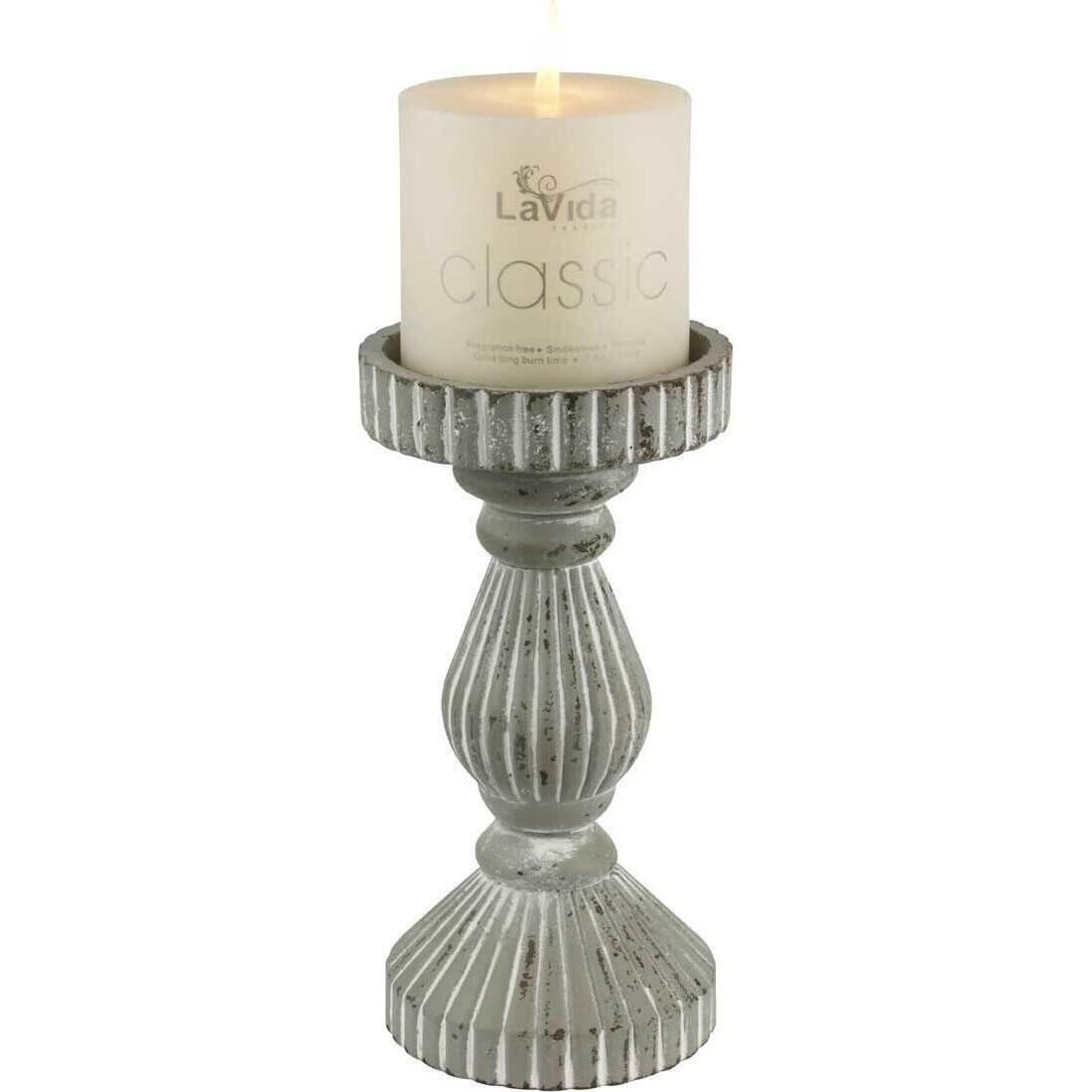 Candleholder Rib Whitewash 