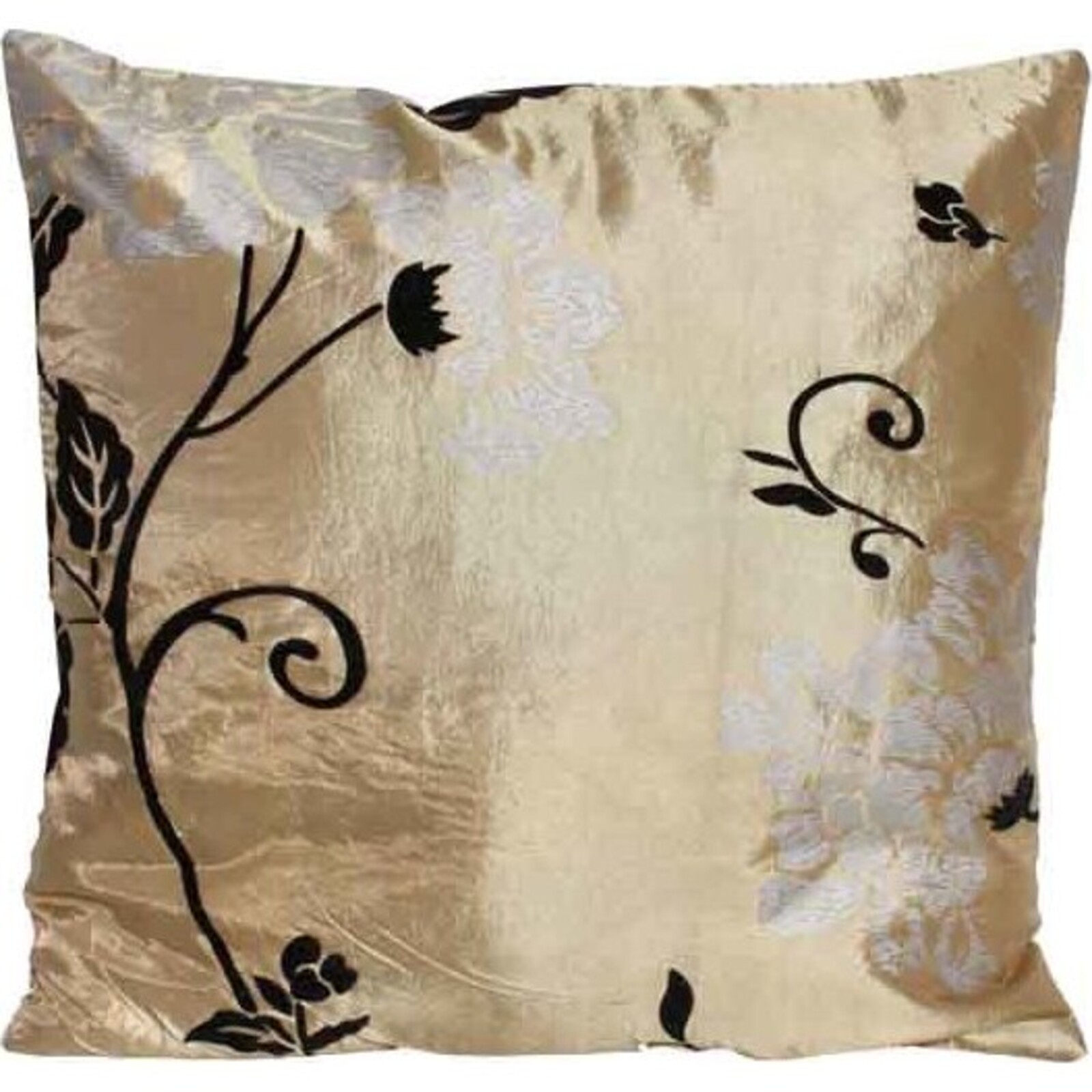 Cushion - Taupe Silver Flower