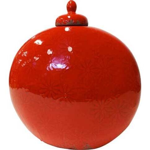 Lidded Urn Vivid Rouge Large