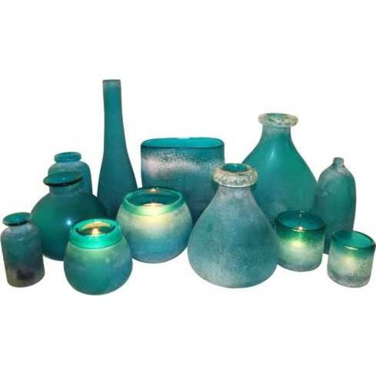 Glass Vase Teal Rim 
