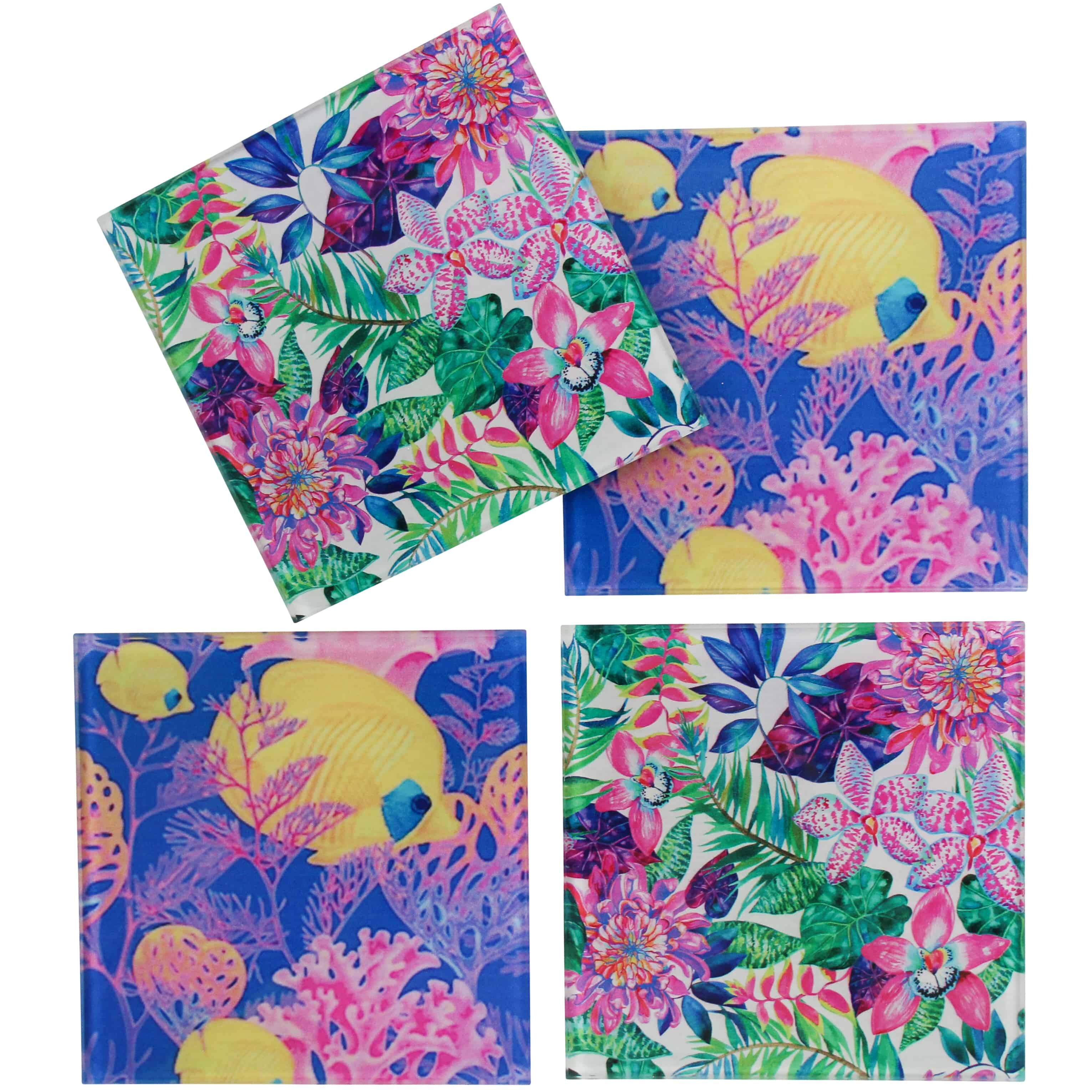 Glass Coaster S/4 Bright Tropics