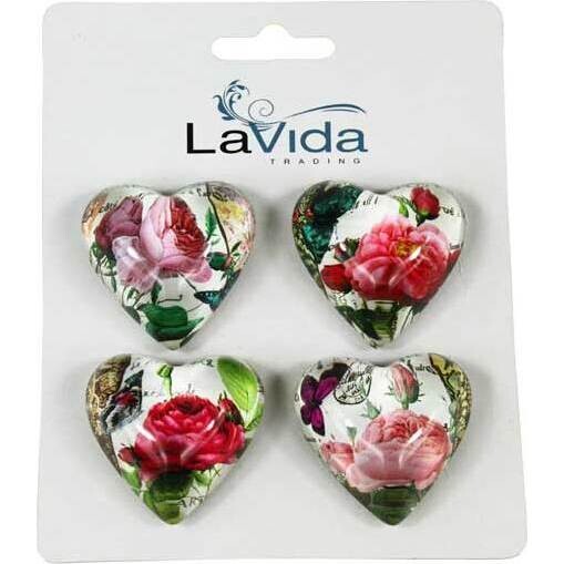 Heart Magnets Roses S/4