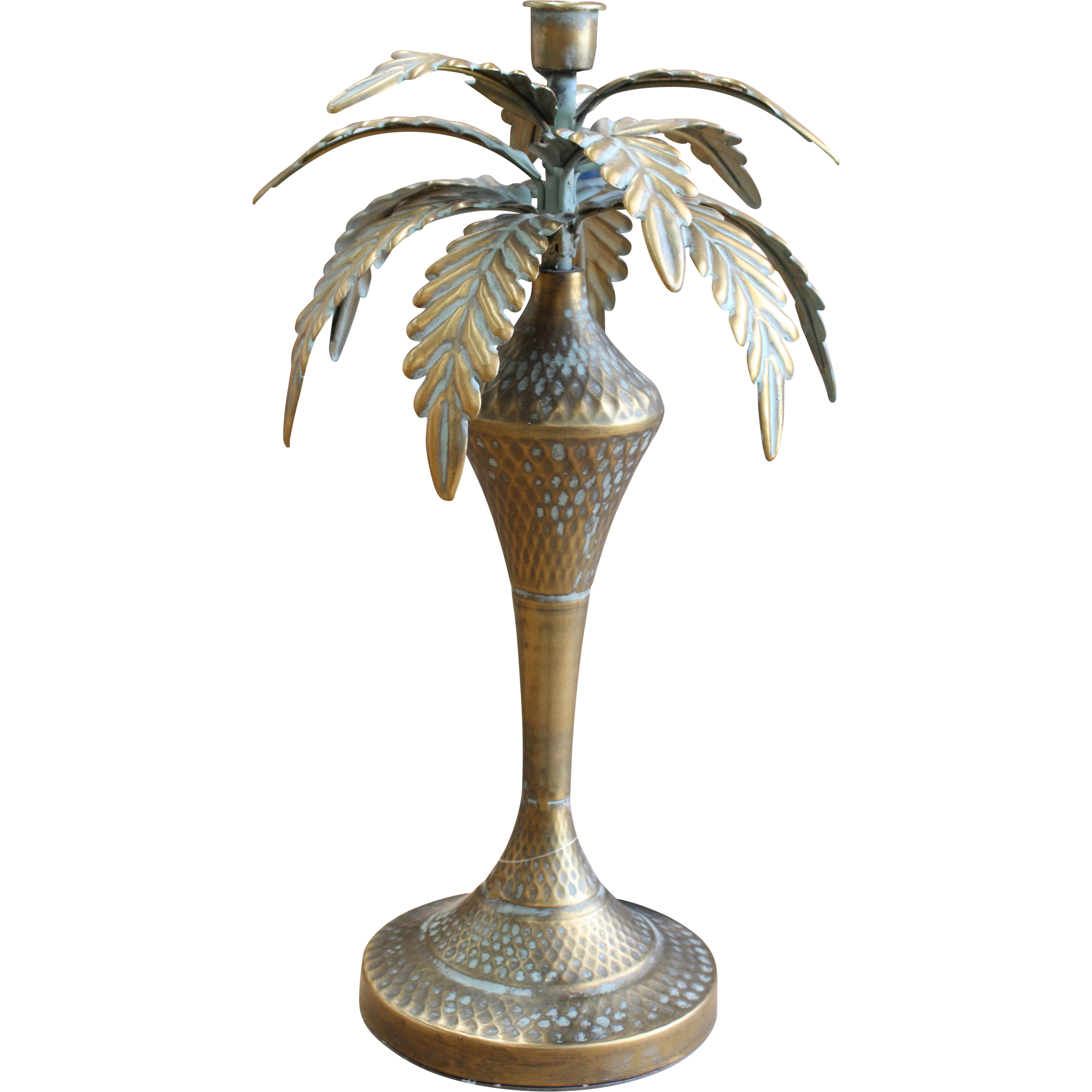 Palm Candle Holder Lrg Brass