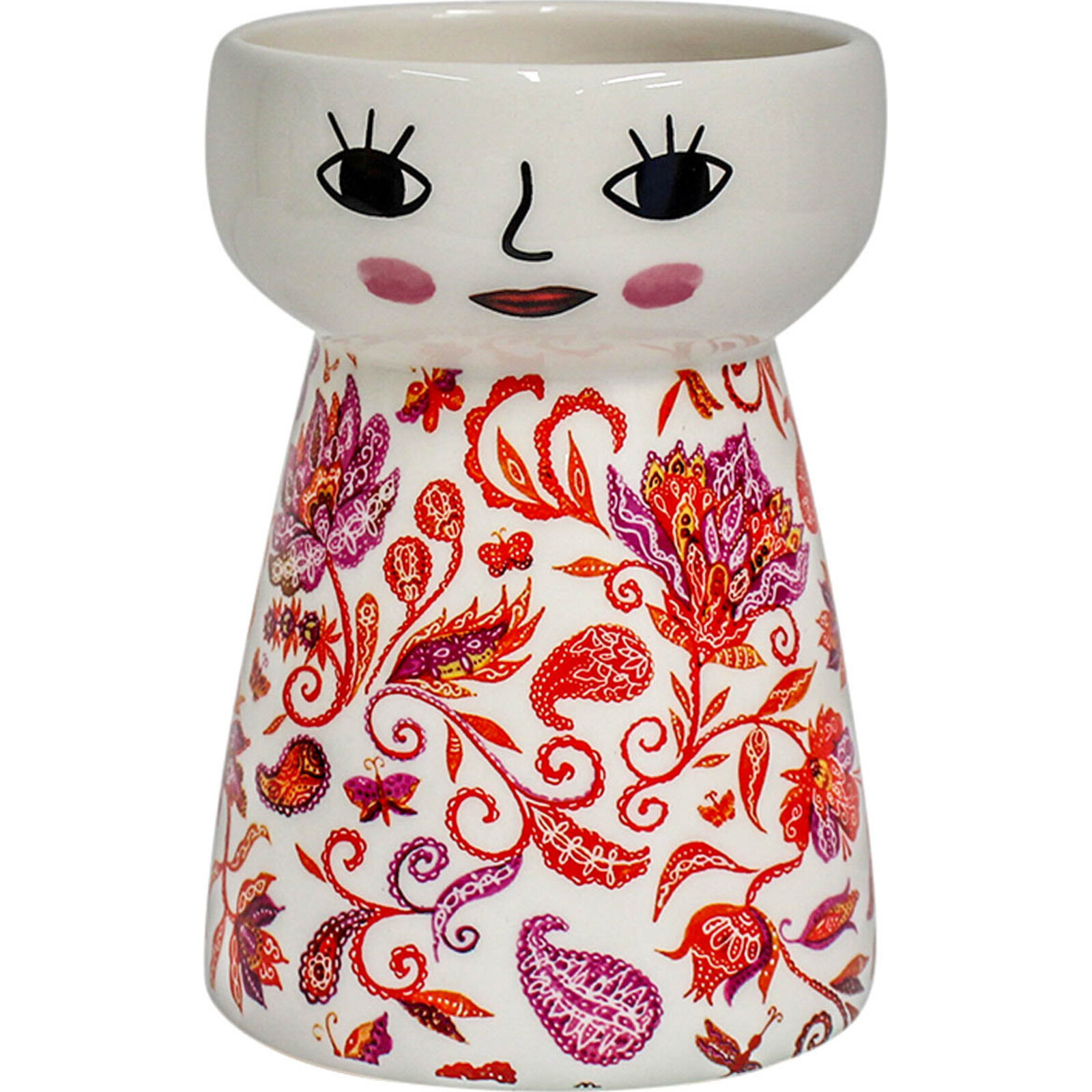 Ceramic Doll Vase Vintage Pink
