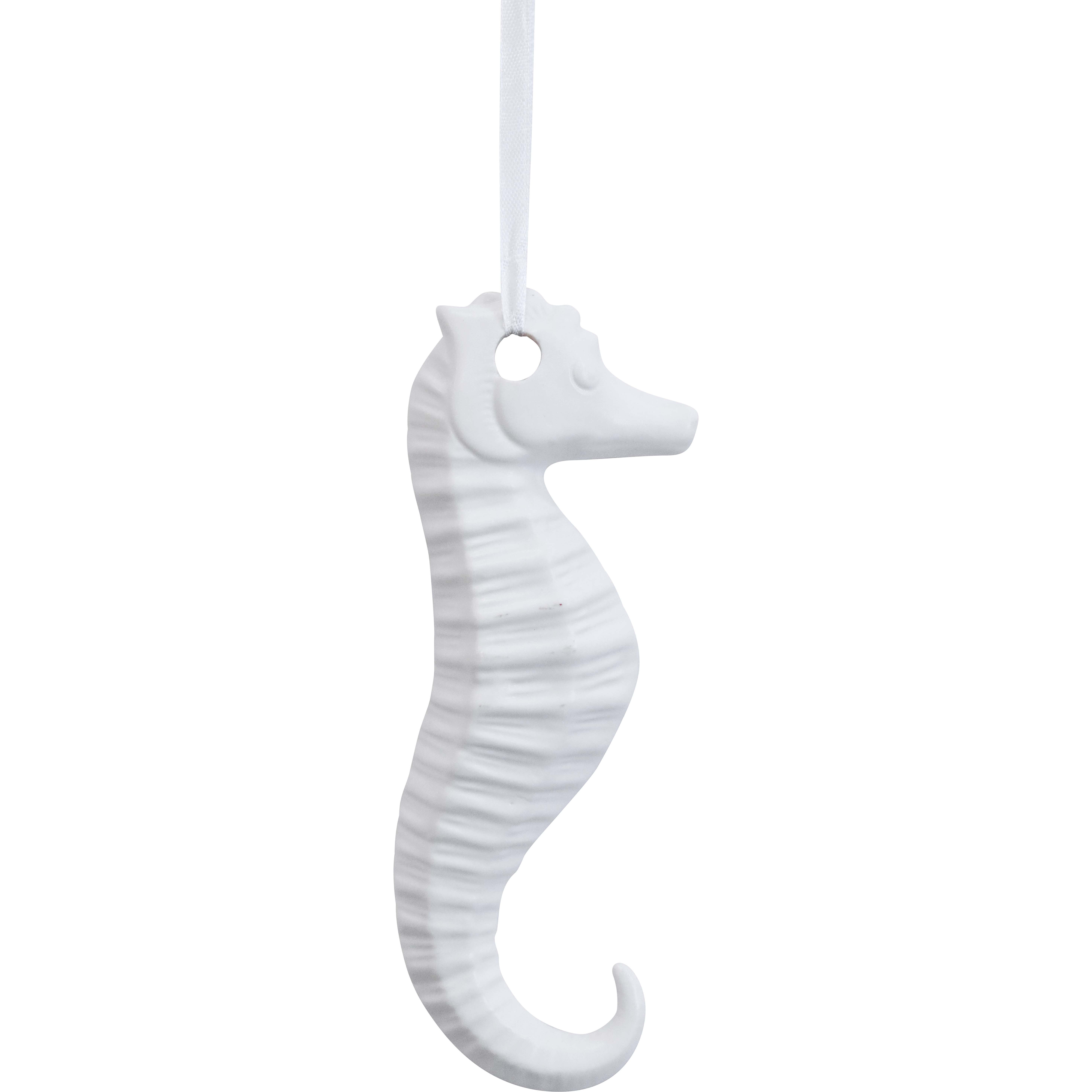 Hanging Seahorse Lrg White